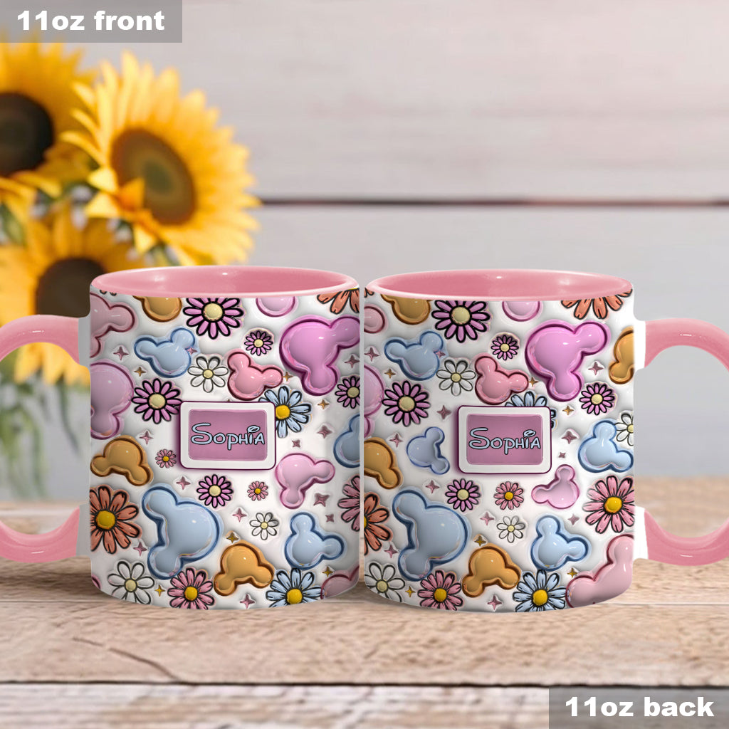 Personalized Disney Floral Accent Mug with Custom Name Gift for Mom