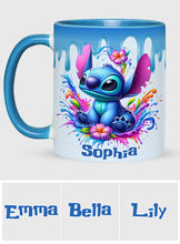Load image into Gallery viewer, Personalized Blue Ohana Accent Mug Custom Name Gift Idea
