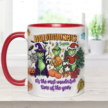 Load image into Gallery viewer, Personalized Hallothanksmas Accent Mug Custom Name Gift for Christmas

