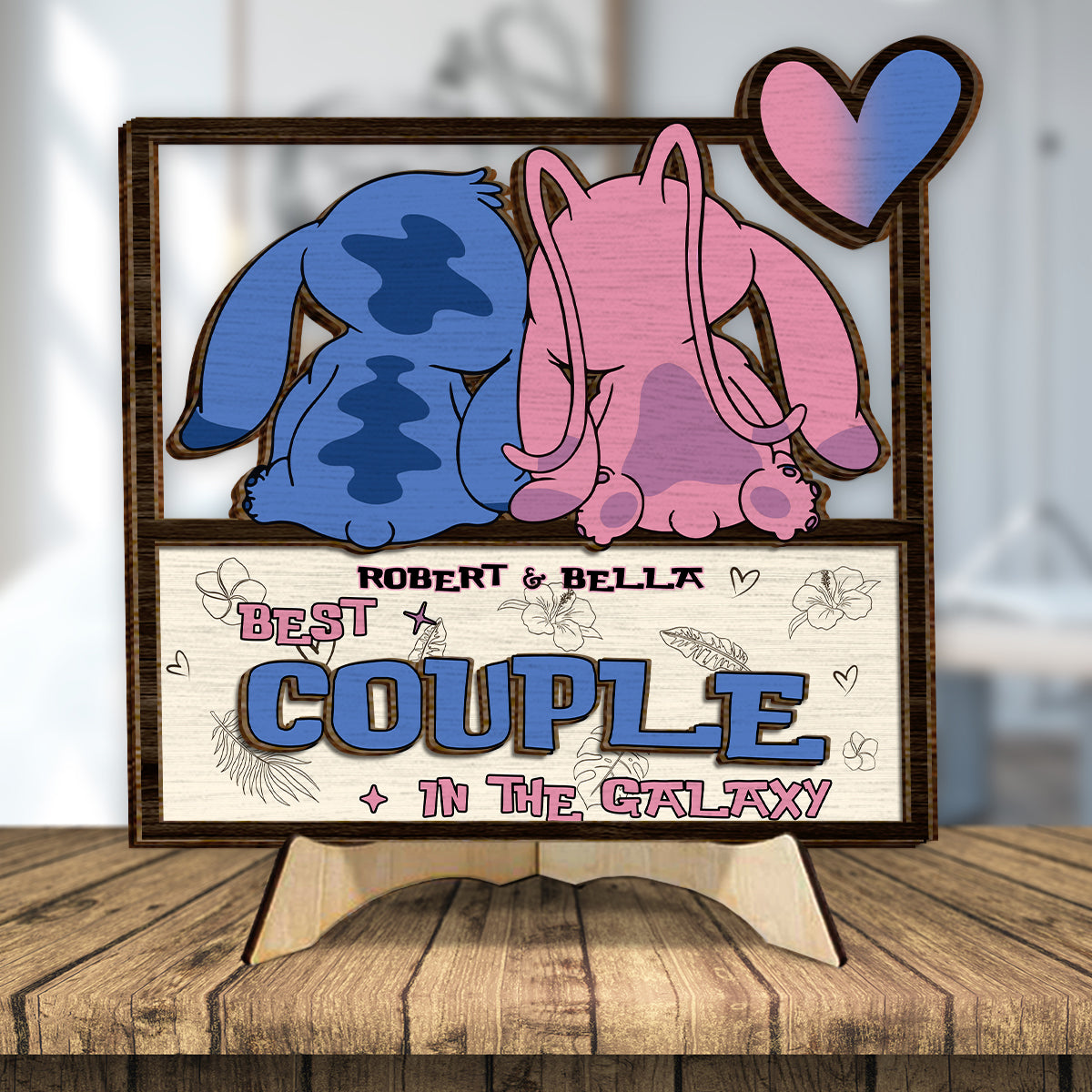 Custom Ohana 2 Layered Wood Sign Gift for Couple Anniversary