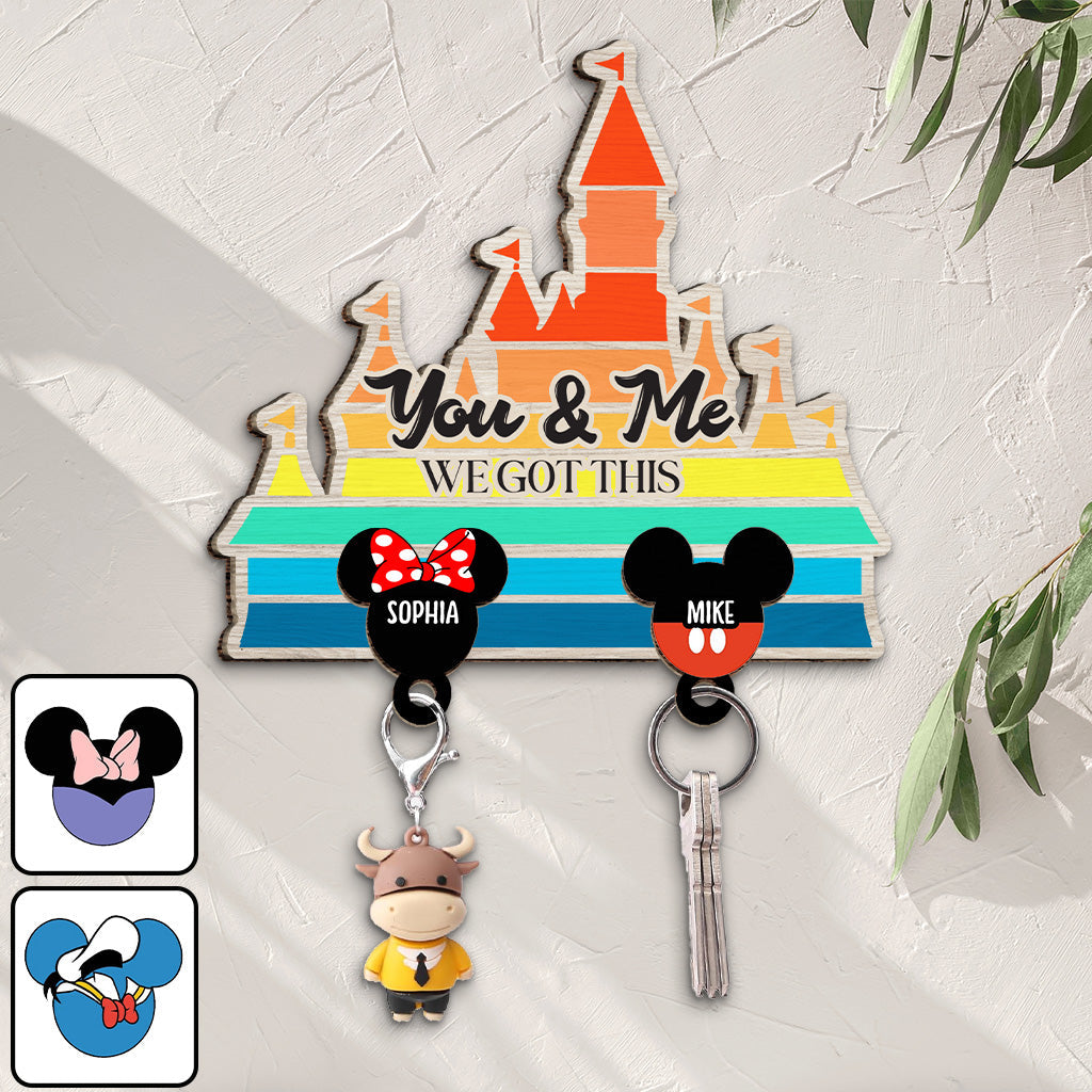 Personalized Wooden Key Holder with Names for Couples