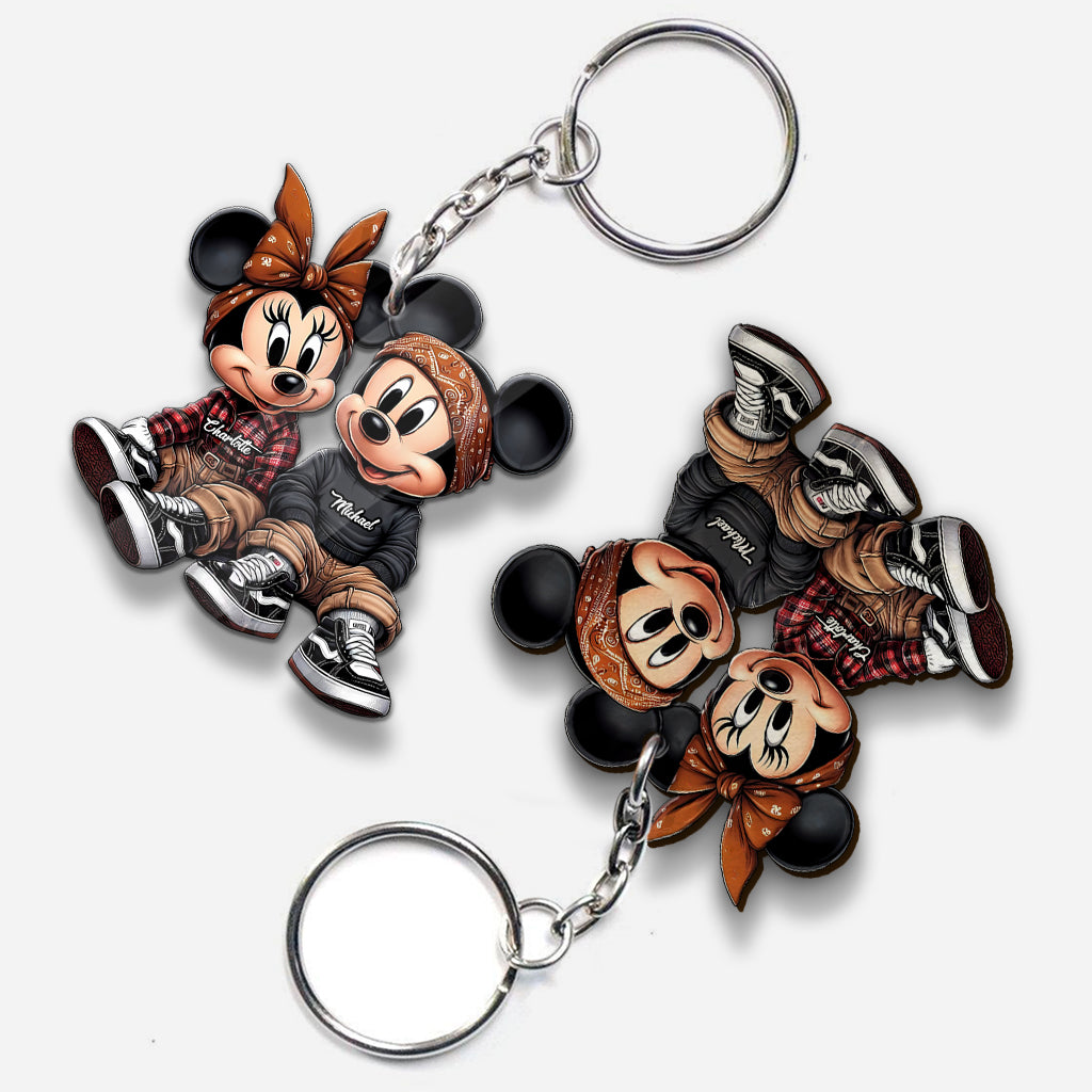 Personalized Chicano Mouse Keychain Custom Couple Gift