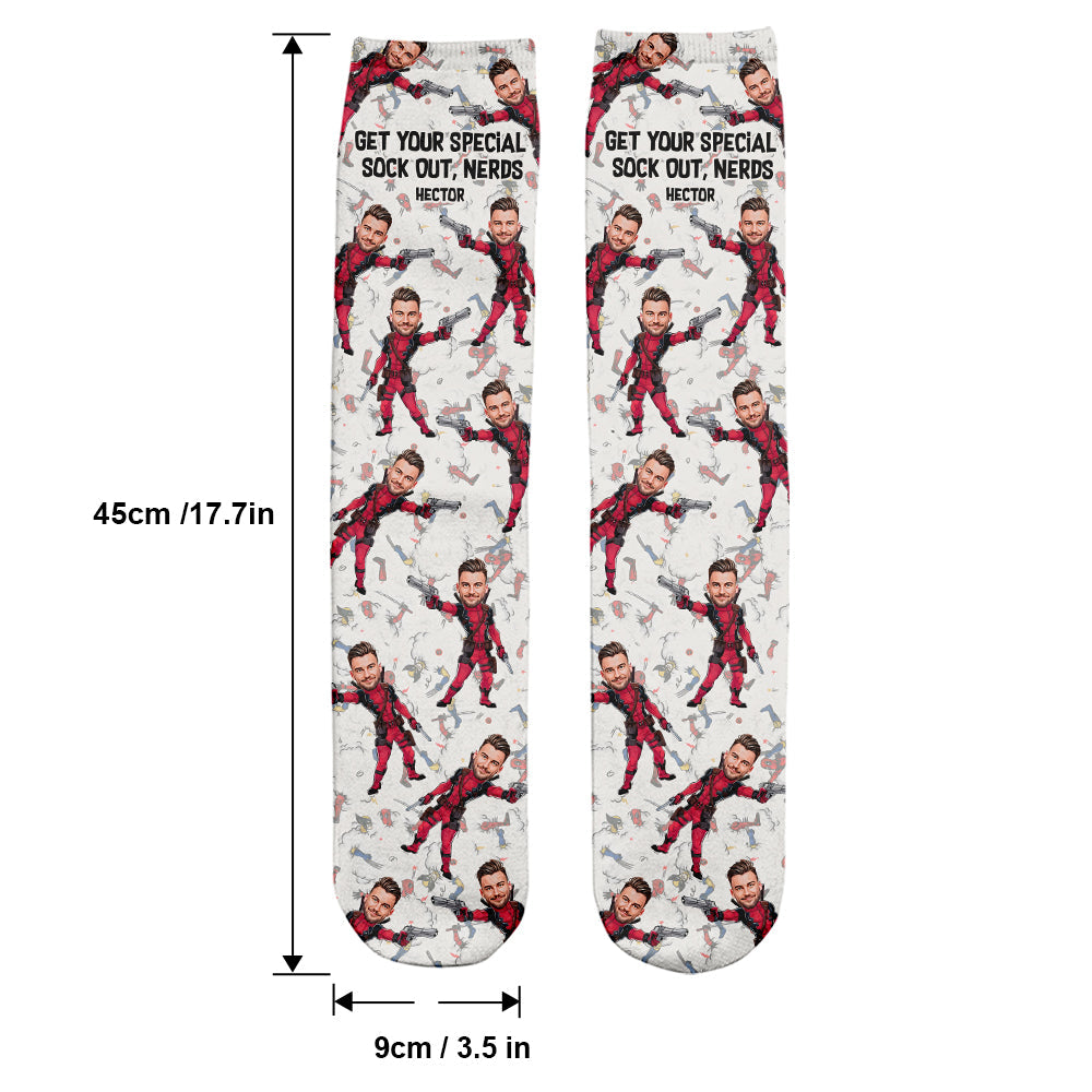 Personalized Funny Socks Custom Face Gift for Nerds