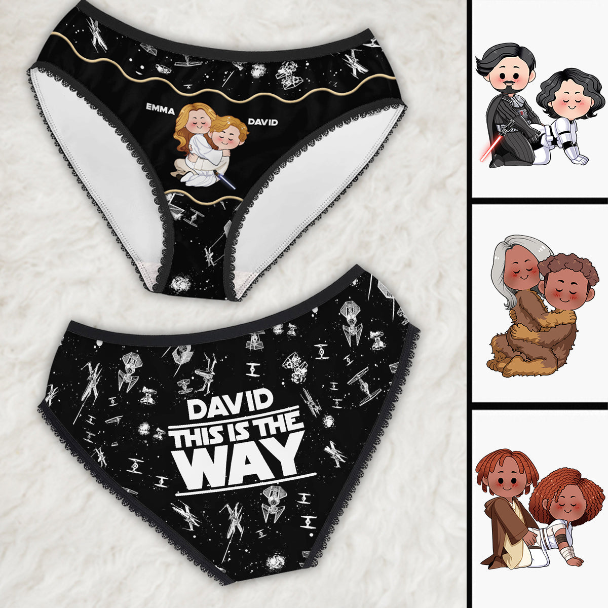 Personalized Lace Border Women's Briefs Custom Names Gift for Couples
