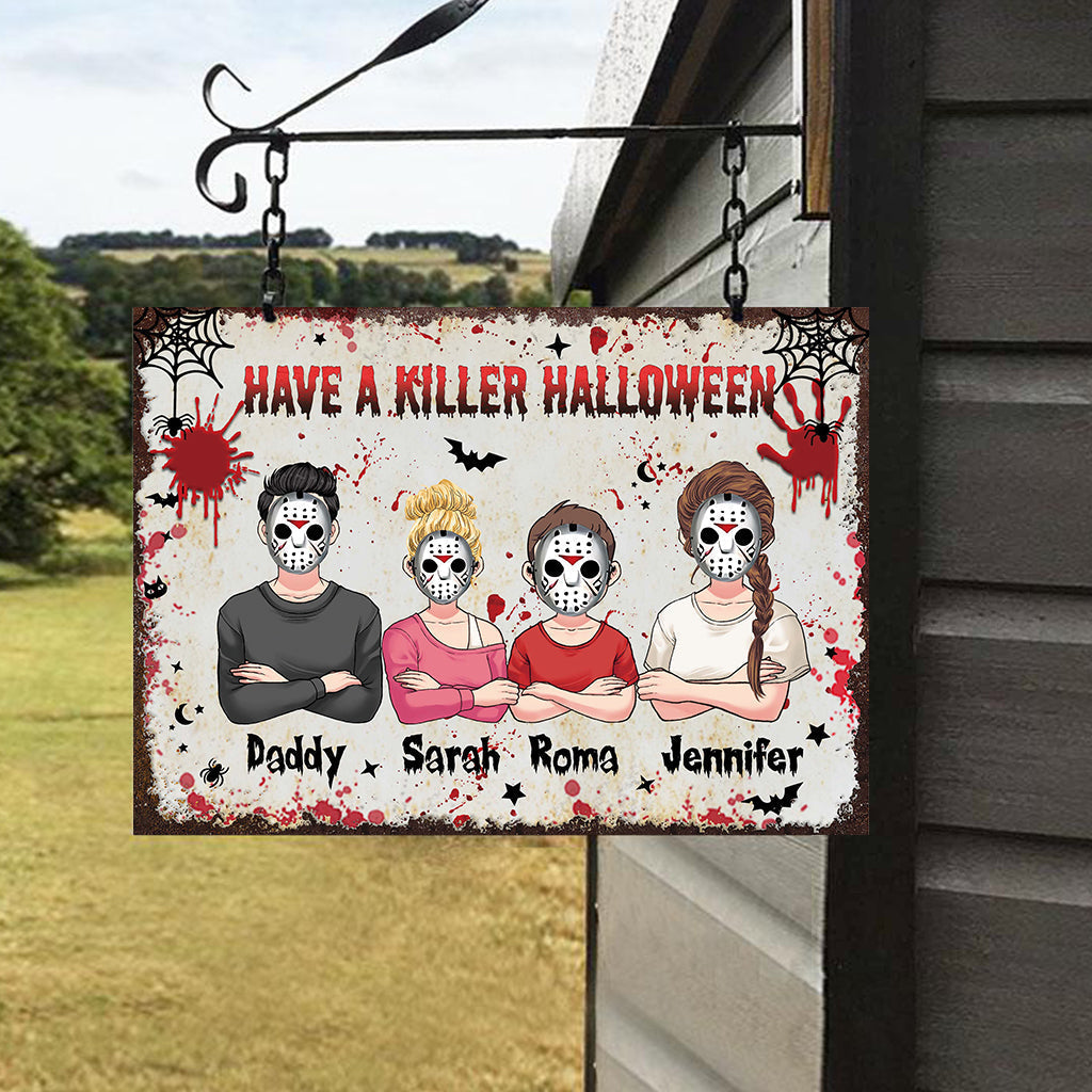 Personalized Halloween Family Metal Sign Custom Name Decor