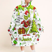 Load image into Gallery viewer, Personalized Grinchmas Blanket Hoodie Gift for Kids - Cozy Holiday Apparel
