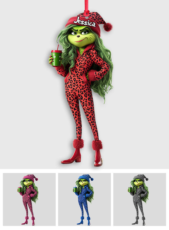Personalized Grinch Lady Christmas Ornament Custom Gift