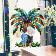 Load image into Gallery viewer, Personalized Couple Suncatcher Ornament Custom Name Gift Under Palm Tree
