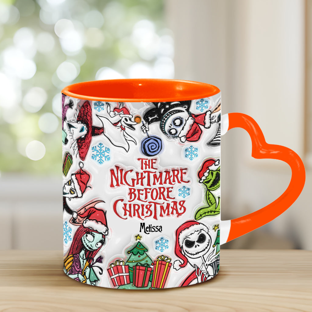 Personalized Nightmare Before Christmas Mug with Heart Handle