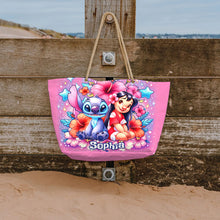 Load image into Gallery viewer, Personalized Cute Bubble Flowers Beach Bag Custom Name for Summer
