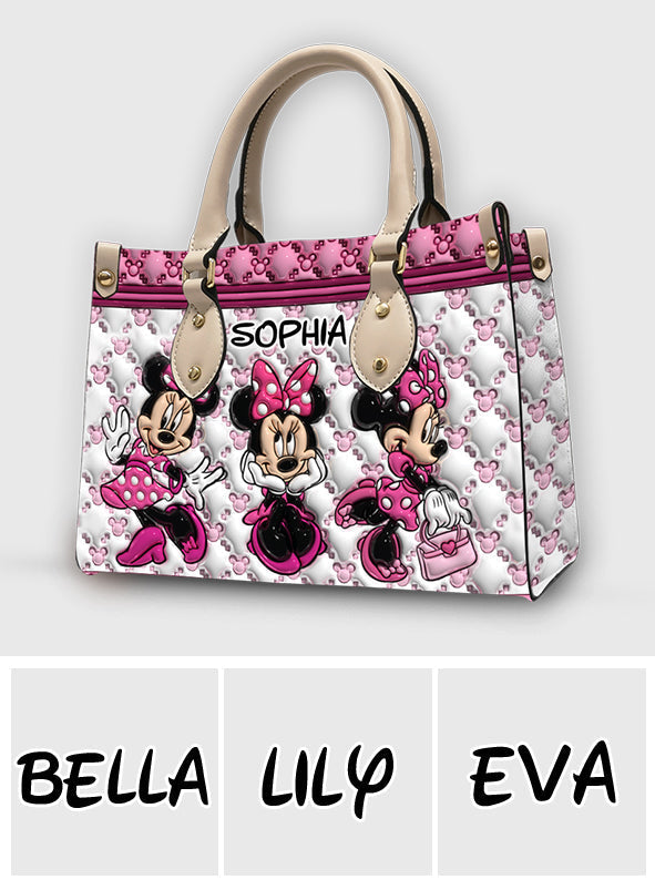 Personalized Pink Leather Handbag with Name - Cute Gift for Mom