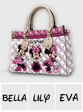 Load image into Gallery viewer, Personalized Pink Leather Handbag with Name - Cute Gift for Mom
