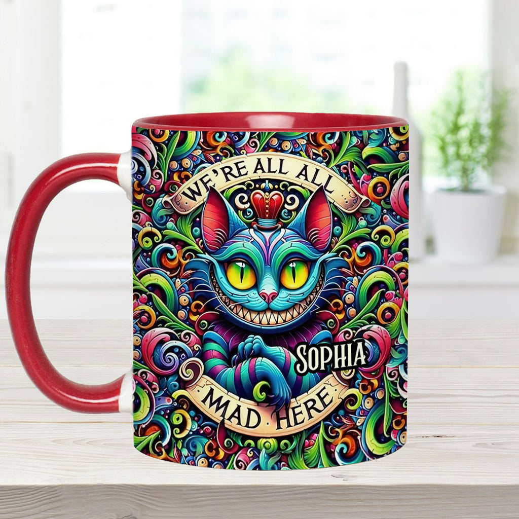 Personalized Ceramic Accent Mug with Colorful Cat Design for Birthdays or Christmas