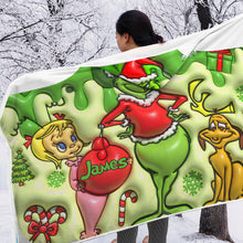 Load image into Gallery viewer, Personalized Grinch Hooded Blanket Unique Christmas Gift
