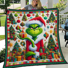 Load image into Gallery viewer, Personalized Grinch Christmas Quilt Custom Name Holiday Decor
