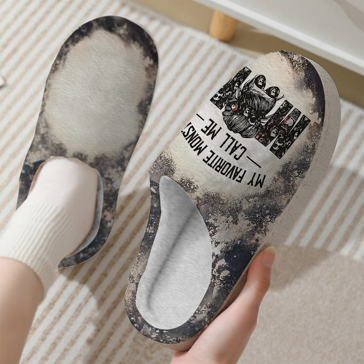 Personalized Mother Slippers My Favorite Monsters Call Me Mom Gift