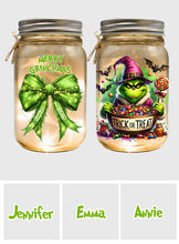 Load image into Gallery viewer, Personalized Grinchy Mason Jar Light Christmas Decor Gift

