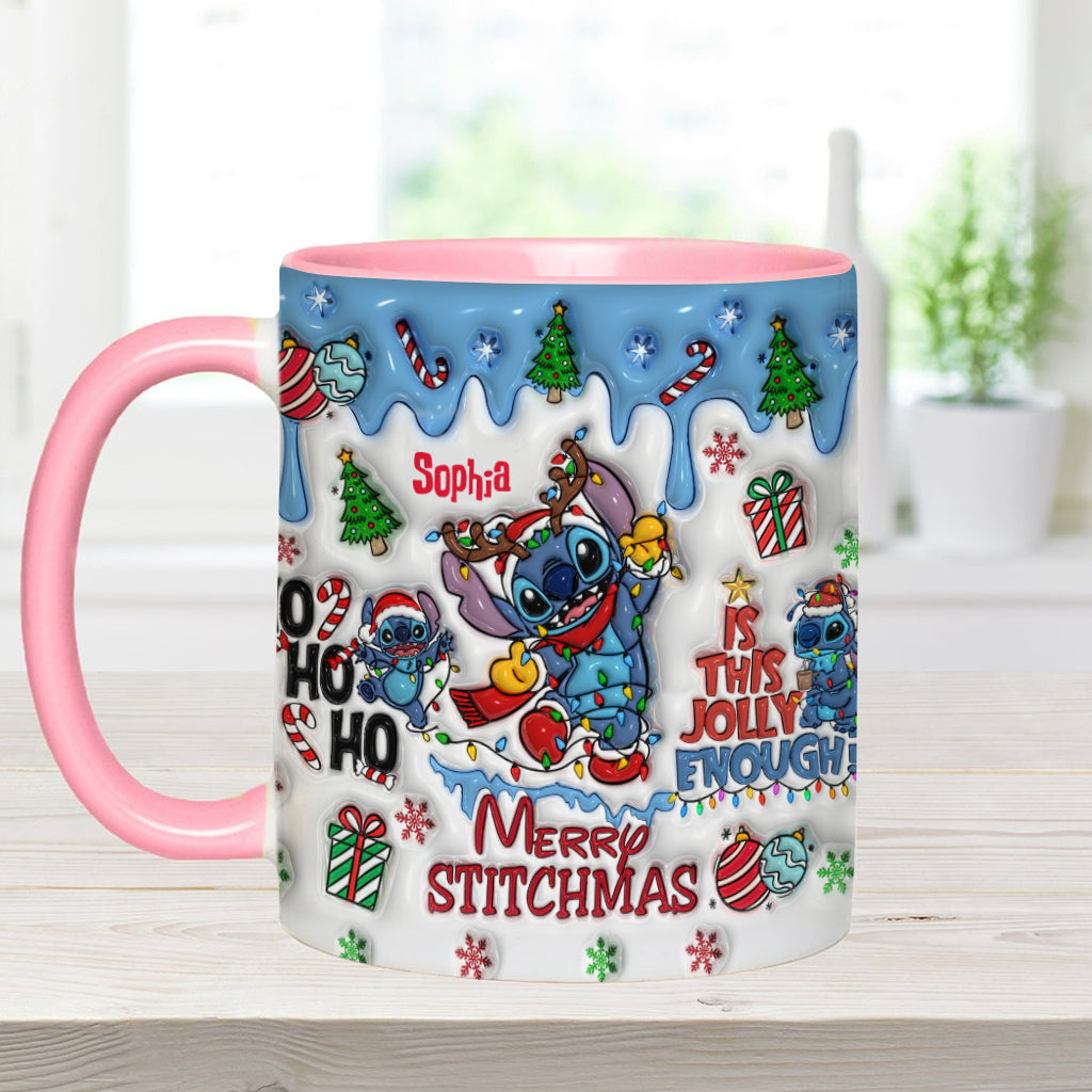 Personalized Merry Stitchmas Accent Mug Custom Name Gift