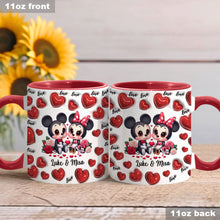 Load image into Gallery viewer, Personalized Couple Heart Mug with Custom Names for Anniversary Gift
