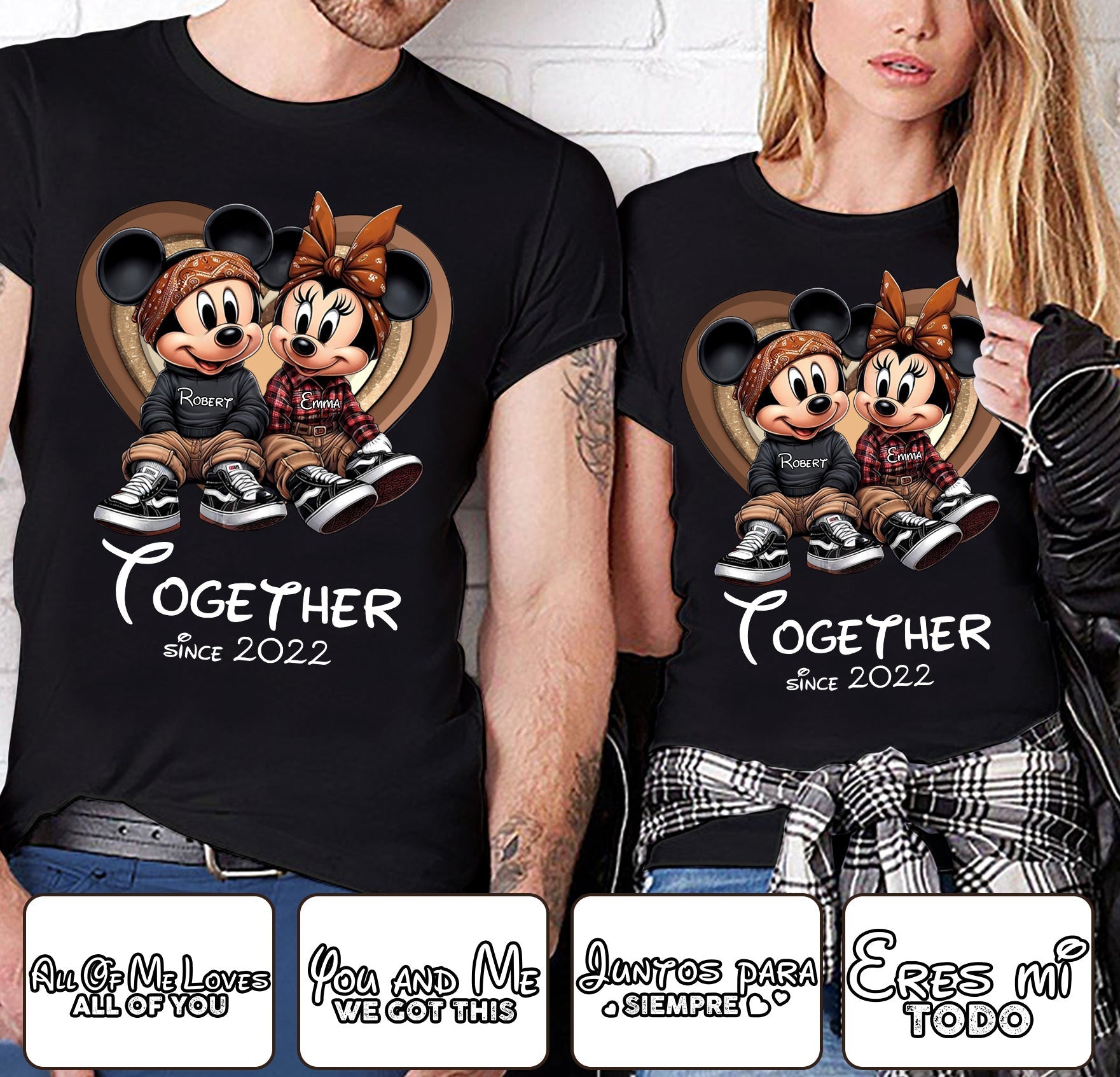 Personalized Chicano Couple T-shirt & Hoodie Gift Together Since 2022