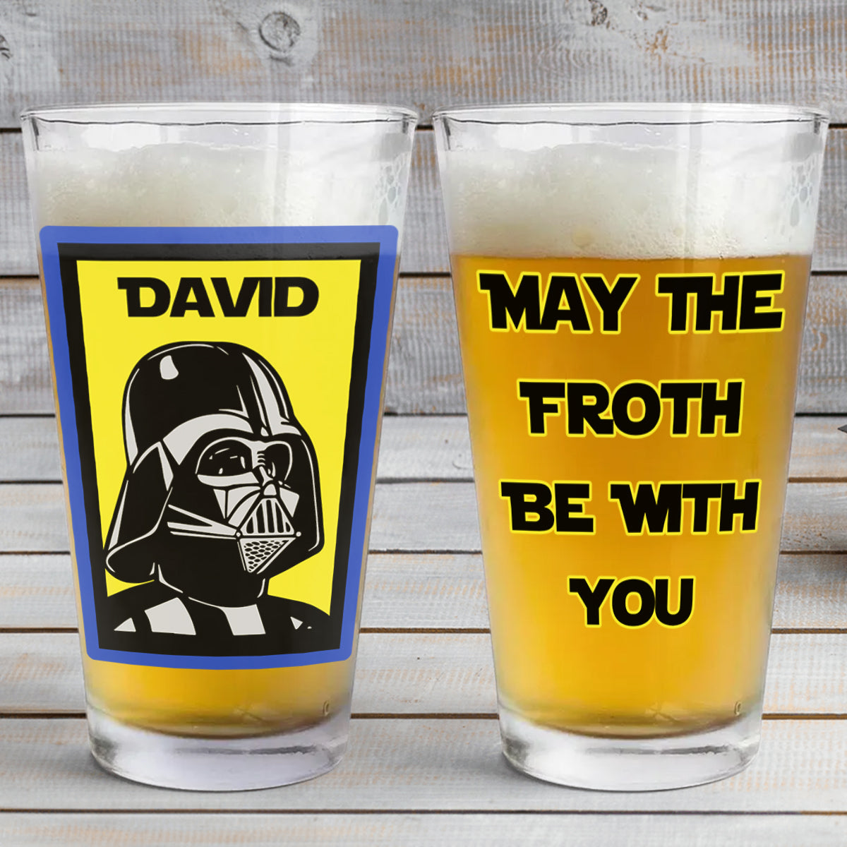 Personalized Beer Glass with Custom Name Star Wars Theme Gift for Dad