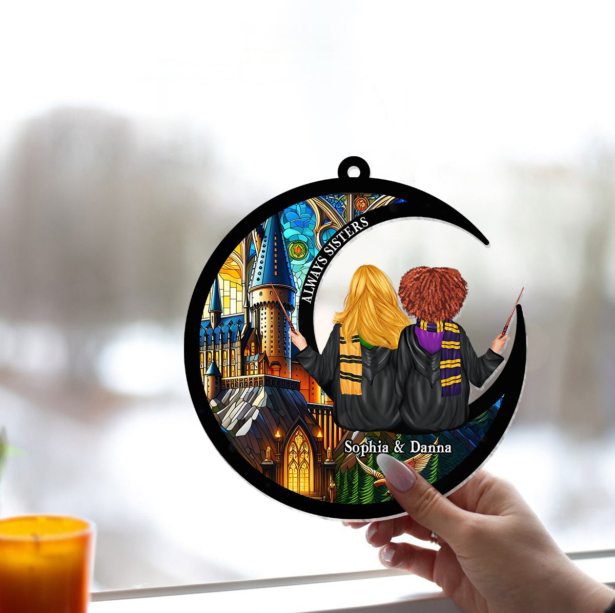 Personalized Always Sisters Suncatcher Ornament Gift for Besties