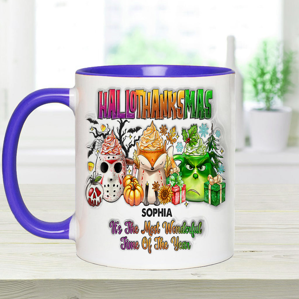 Personalized Hallothanksmas Accent Mug Custom Name Gift