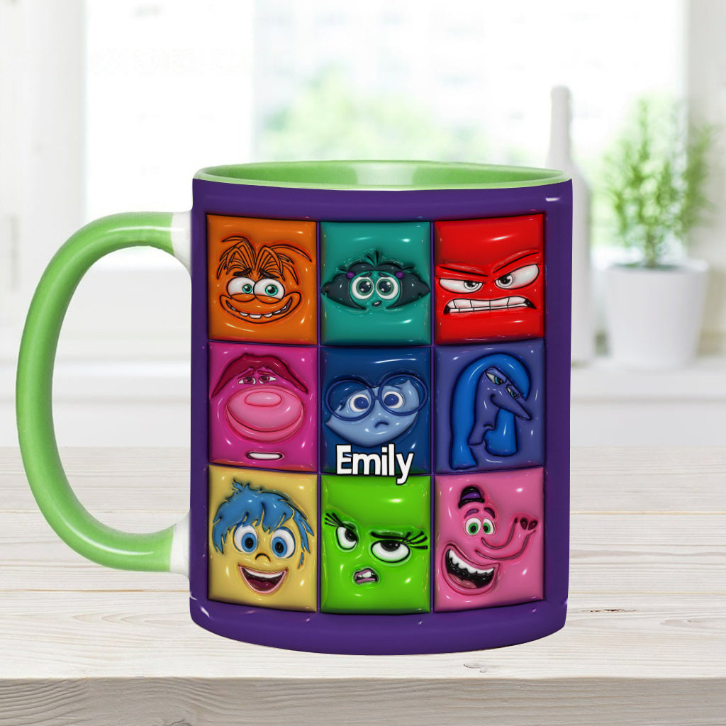 Personalized Accent Mug with Emotion Faces Custom Name Gift
