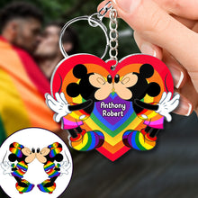 Load image into Gallery viewer, Personalized Acrylic LGBT Support Keychain for Couples | Love Is Love
