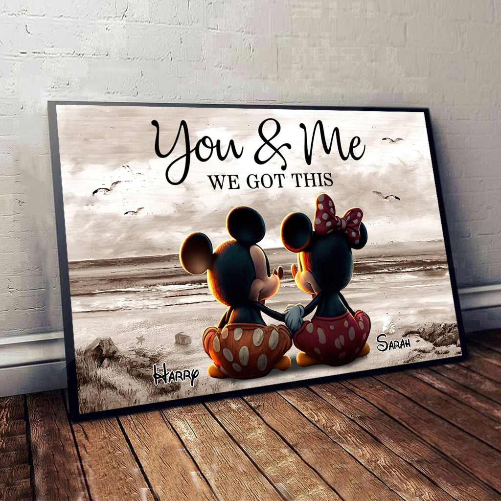 Personalized Couple Beach Scene Canvas Vintage Art Gift