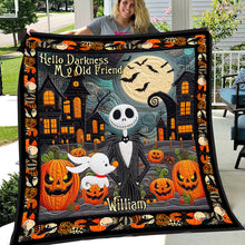 Load image into Gallery viewer, Personalized Halloween Quilt Hello Darkness My Old Friend Gift
