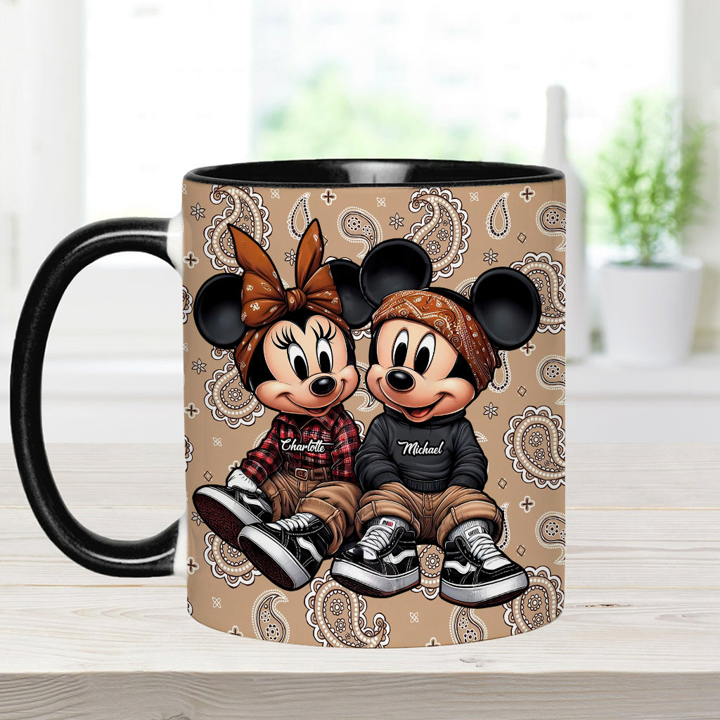 Personalized Mouse Couple Accent Mug Custom Name Gift for Anniversary