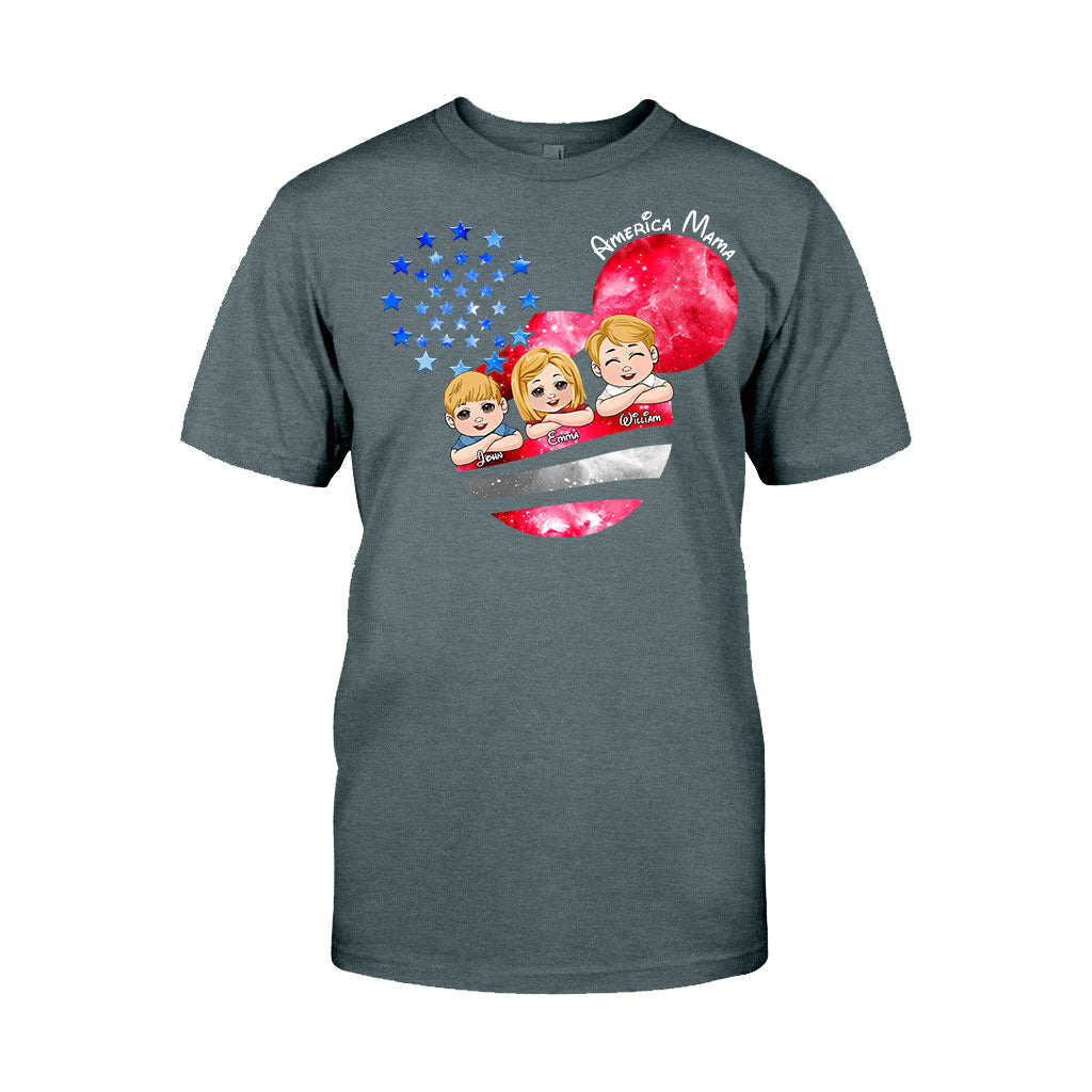 Personalized America Mama T-Shirt & Hoodie Custom Family Gift