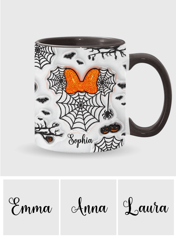Personalized Halloween Accent Mug with Spider Webs & Name