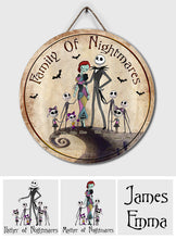 Load image into Gallery viewer, Personalized Round Wood Sign Family Of Nightmares Decor Gift
