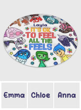 Load image into Gallery viewer, Personalized Round Rug 'It's Ok To Feel All The Feels' Unique Gift for Kids
