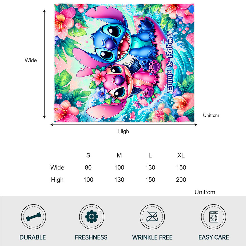 Personalized Ohana Blanket Custom Name Gift for Couples