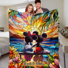 Load image into Gallery viewer, Personalized Romantic Sunset Mouse Blanket Custom Couple Gift
