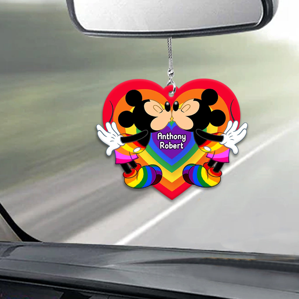 Personalized Car Ornament Love Is Love LGBT Rainbow Gift