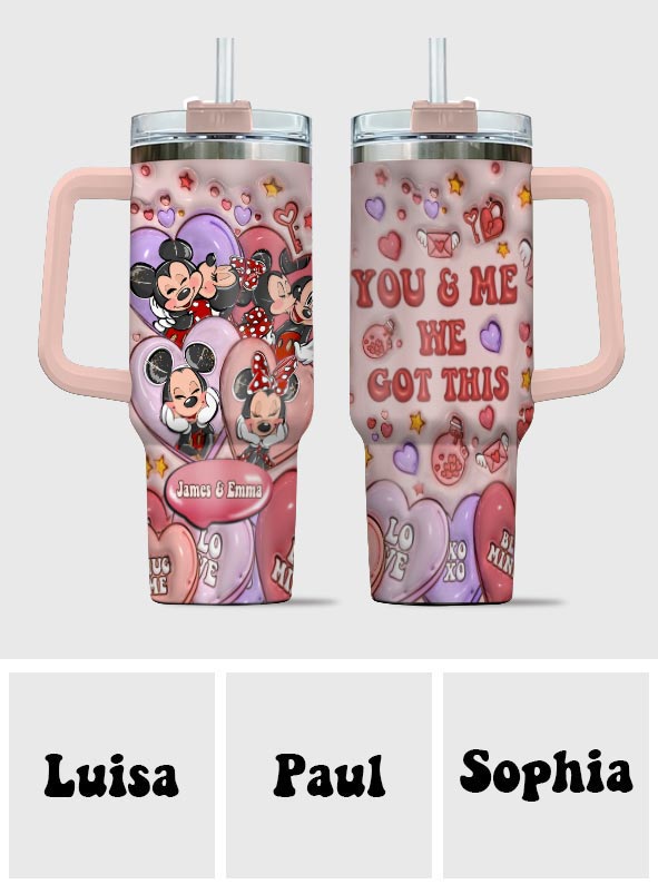 Personalized Mouse Ears Couple Tumbler with Handle for Engagement