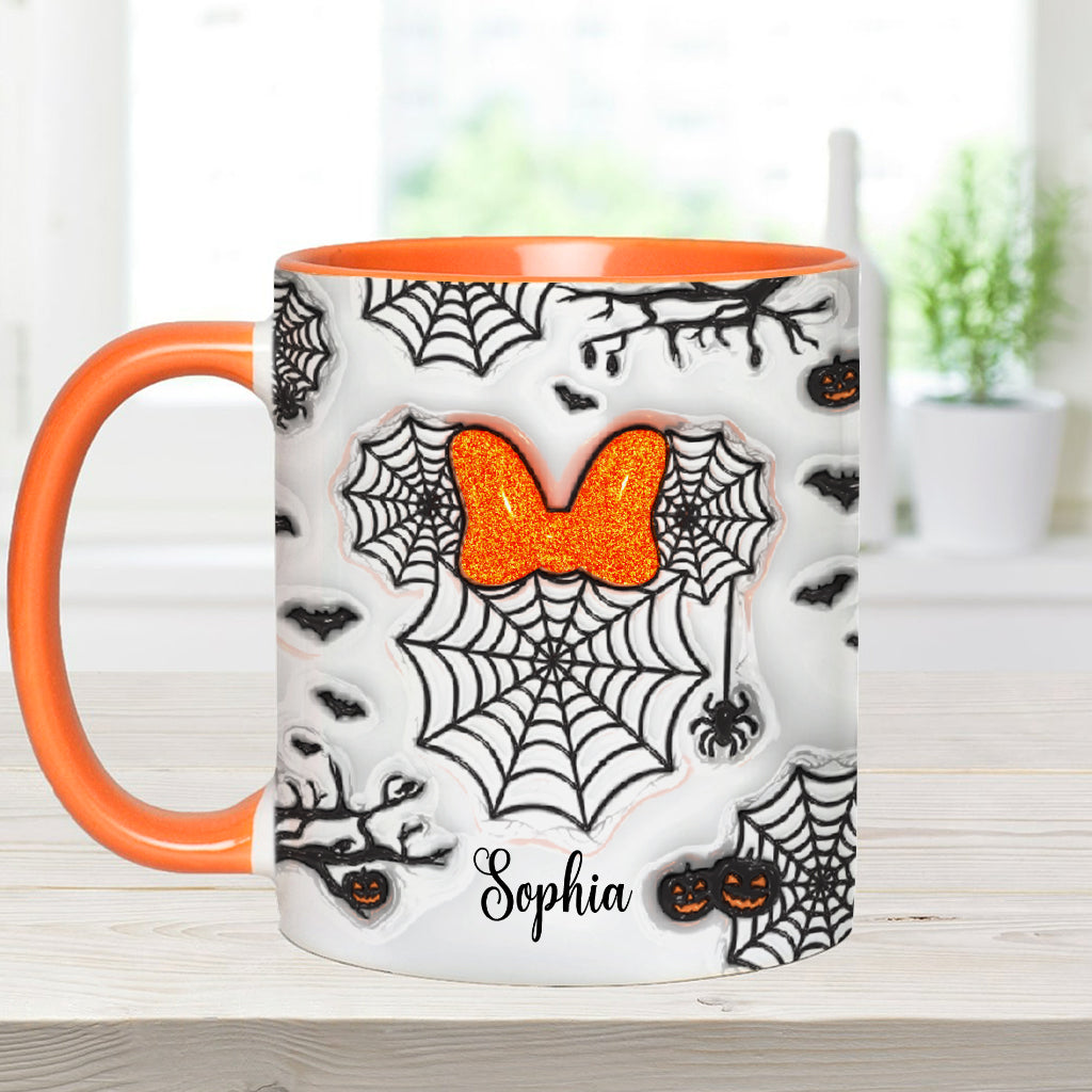 Personalized Halloween Accent Mug with Spider Webs & Name