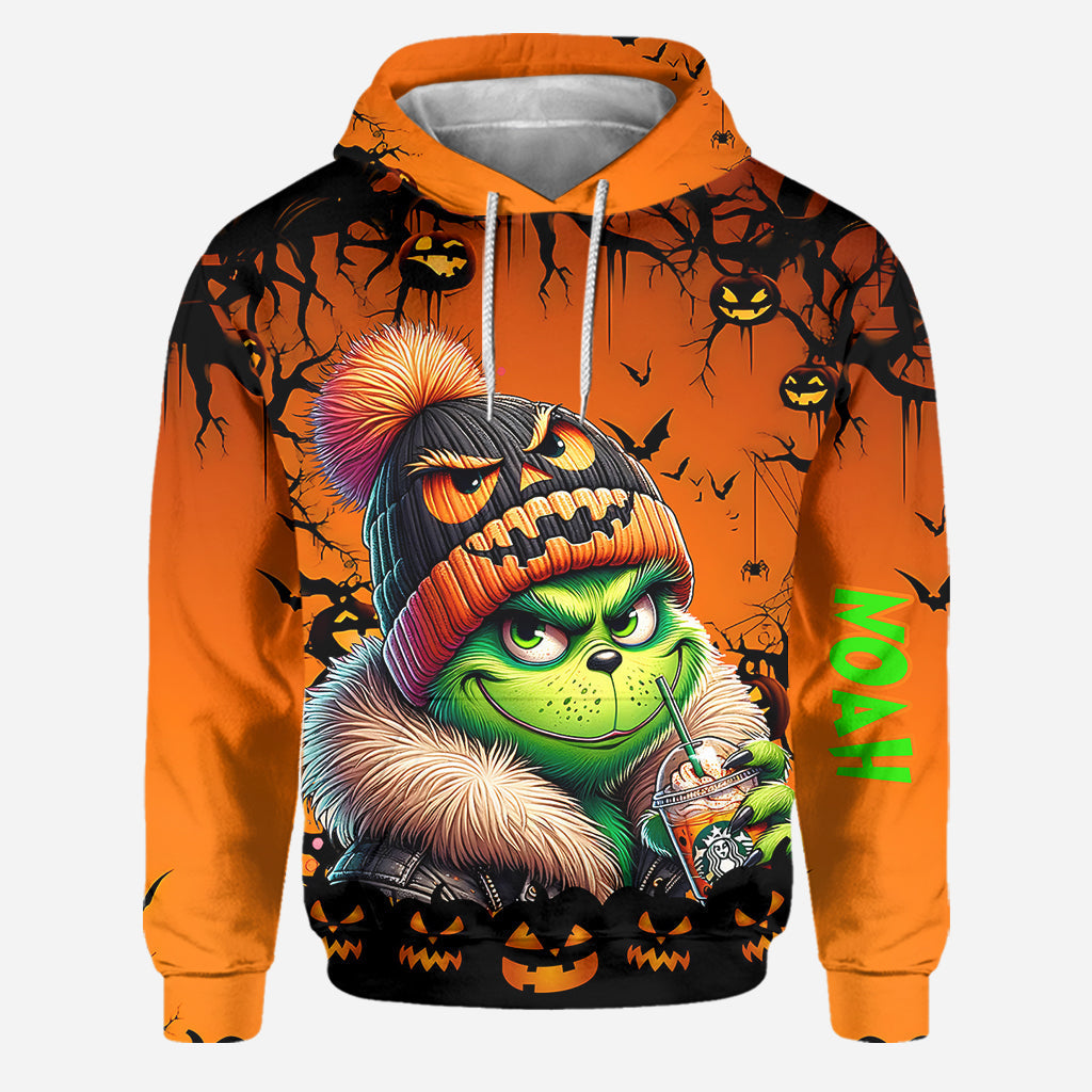 Personalized Halloween Grinch Hoodie & Leggings Set Gift