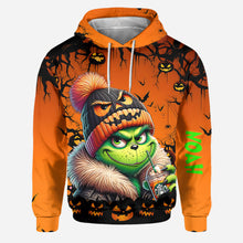 Load image into Gallery viewer, Personalized Halloween Grinch Hoodie &amp; Leggings Set Gift
