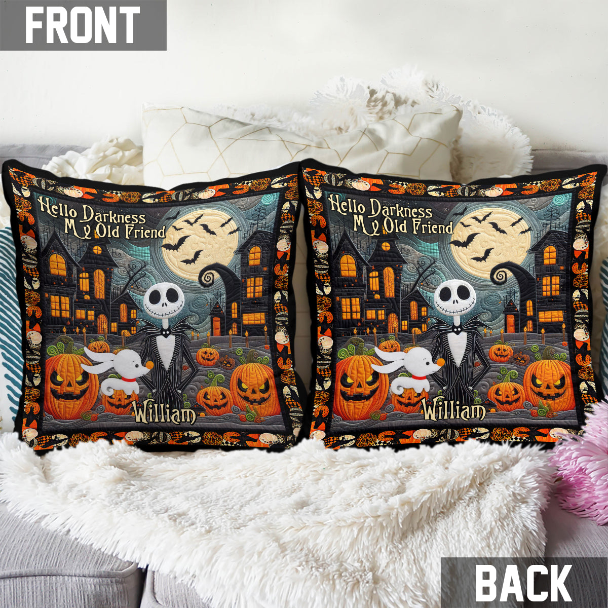 Personalized Nightmare Throw Pillow Halloween Gift for Kids