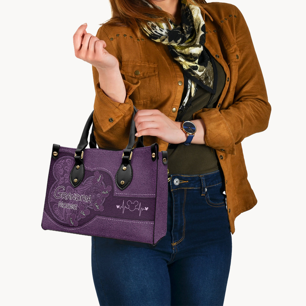 Personalized Mouse Ears Leather Handbag Custom Name Gift for Grandma