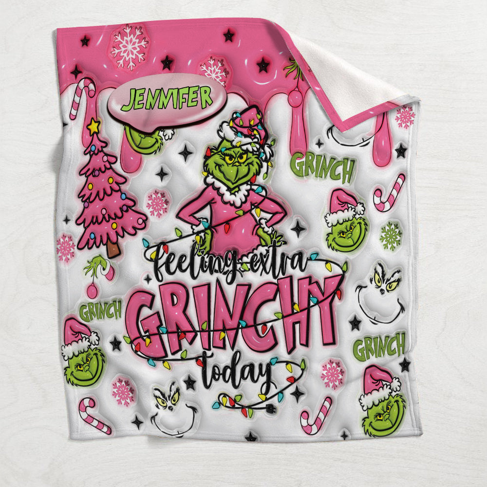 Personalized Grinchy Blanket Custom Name Christmas Gift