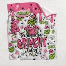 Load image into Gallery viewer, Personalized Grinchy Blanket Custom Name Christmas Gift
