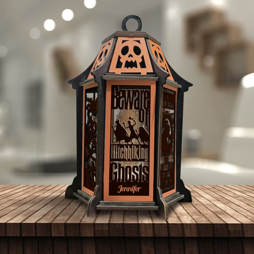 Personalized Laser Cut Wooden Lantern Gift for Halloween
