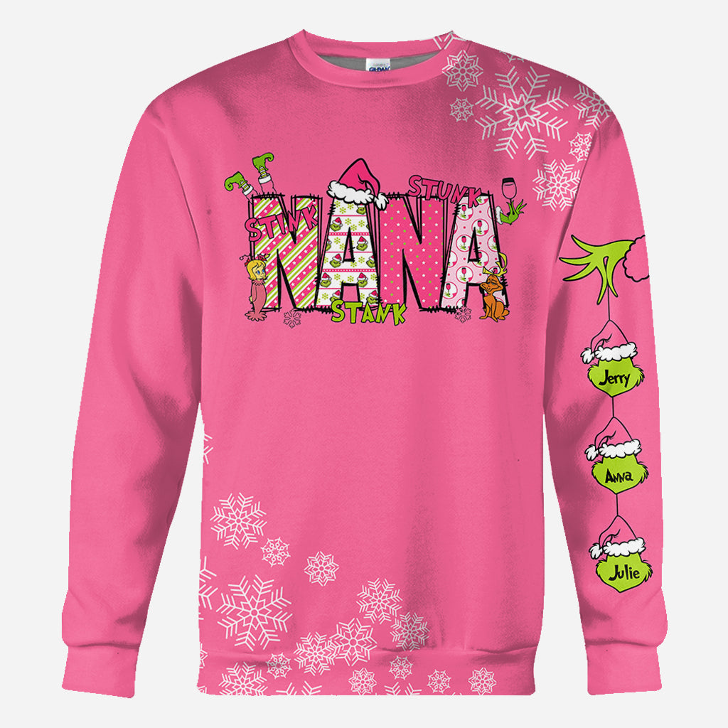 Personalized Grinchy Grandma Christmas All Over Shirt for Grandma
