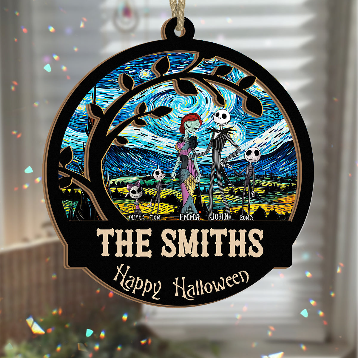 Personalized Starry Night Suncatcher Custom Family Name Gift
